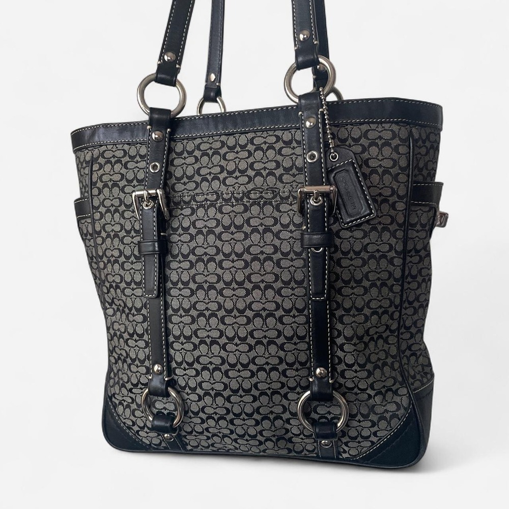 2007 Coach M0749-F11626 black and grey signature monogram tote bag
